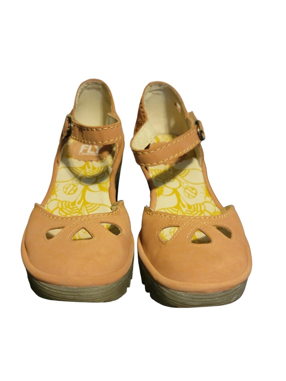 FLY LONDON Yuna Dusty Rose Blush Pink Nubuck Leather Mary Jane Wedges 36 US 5.5 - Picture 3 of 10